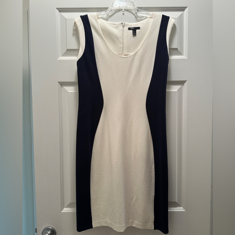 MNG Suits Women’s Size Medium Shealth Dress Navy and Cream